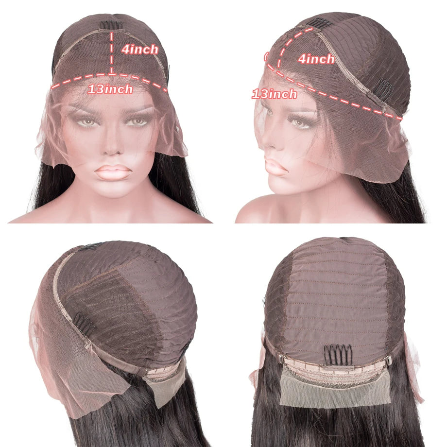 Straight 13x4 HD 4/613 Brown Lace Frontal Wigs Human Hair Transparent Lace Front Wigs For Women Honey Blonde Brazilian Hair Wig