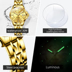 OLEVS 2910 Gold Luxury Brand Women's Watches Waterproof Luminous Wristwatch Date Original Certified Brand Quartz Watch for Lady