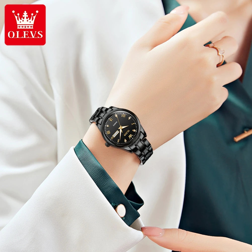 OLEVS 5563 Top Woman Watch Classic Business Diamond Scale Calendar Waterproof Ladies Wristwatch Original Quartz Watch for Women