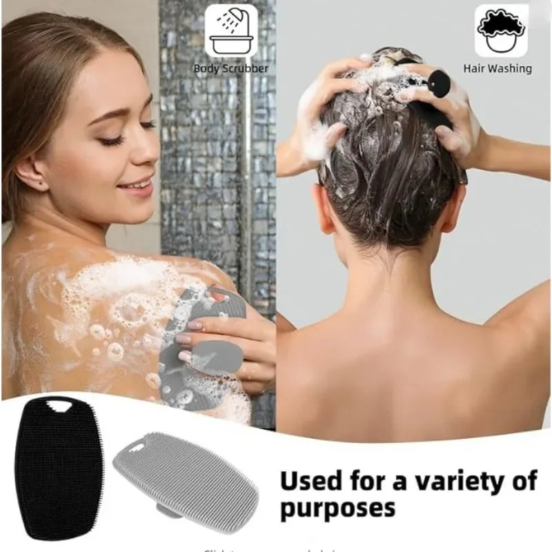 Exfoliating Silicone Bath Brush Portable Massage Bath Brush Body Scrubber Shower Gel Skin Washing Massage Brush Gadget Bathroom