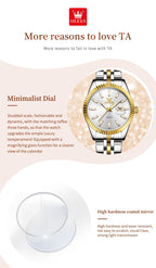 OLEVS 5593 Ladies Watches Original Luxury Quartz Wristwatch Stainless Steel Waterproof Luminous Day Date Watch Bracelet Set ﻿