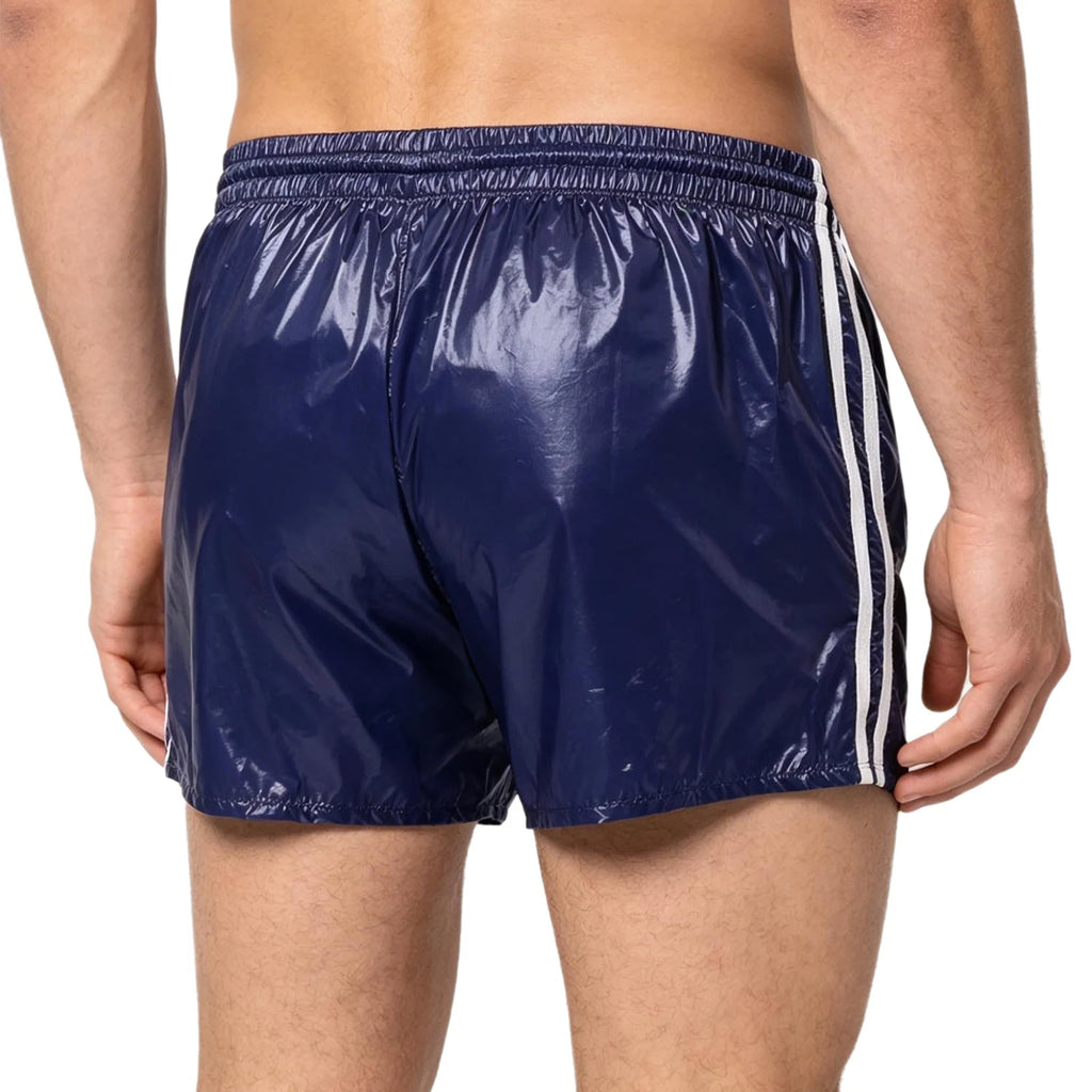 Men's Swimsuit Shiny Boxer Shorts Drawstring Waist Athletic Bottoms Elastic Waistband Built-in Briefs Swimming Trunks Swimwear
