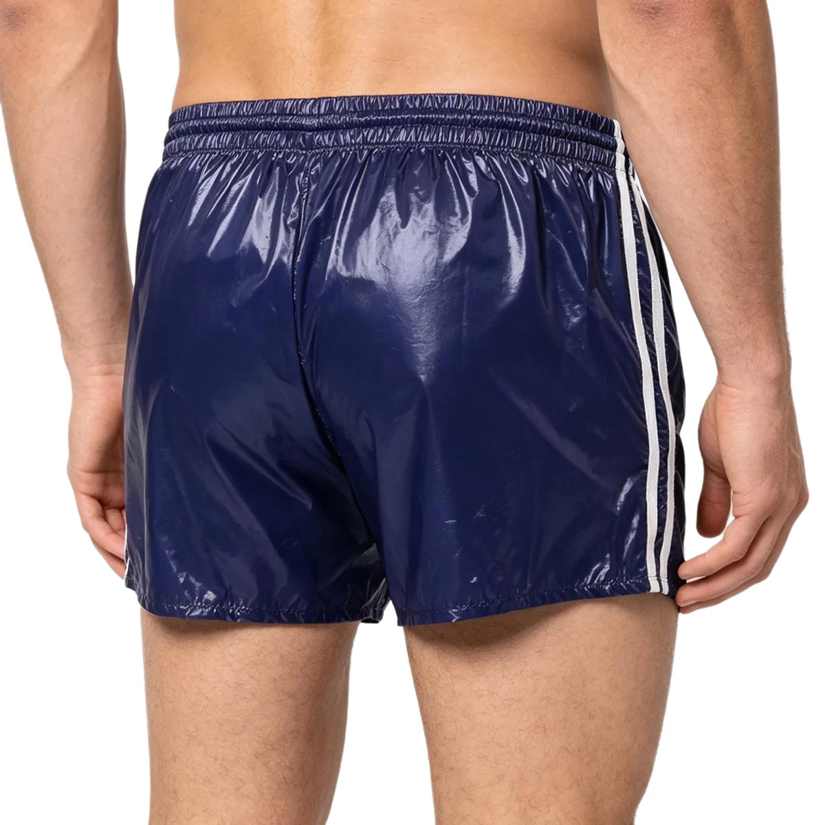 Men's Swimsuit Shiny Boxer Shorts Drawstring Waist Athletic Bottoms Elastic Waistband Built-in Briefs Swimming Trunks Swimwear