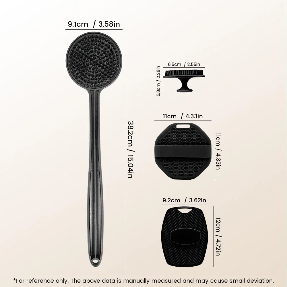 4-in-1 Multifunctional Cleaning Brush Silicone Shower Brush Set with Long Handle Massage Brush Bath Products And Tools