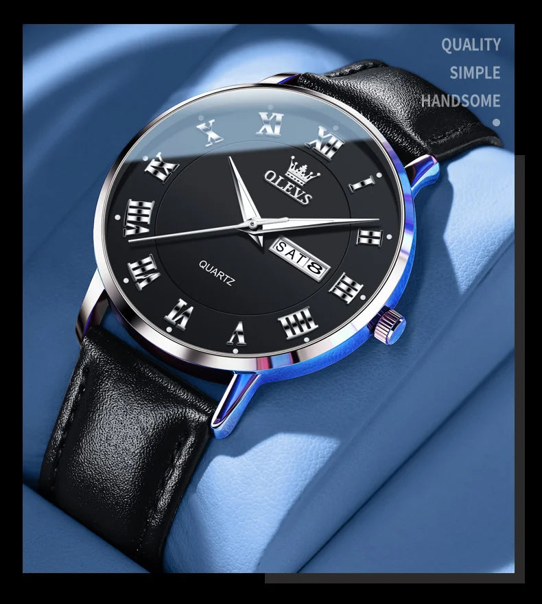 OLEVS 2920 Men Watch Fashion Business Roman Scale Waterproof Clock Luxury Brand Quartz Watch Leisure Calendar Week Men Watch