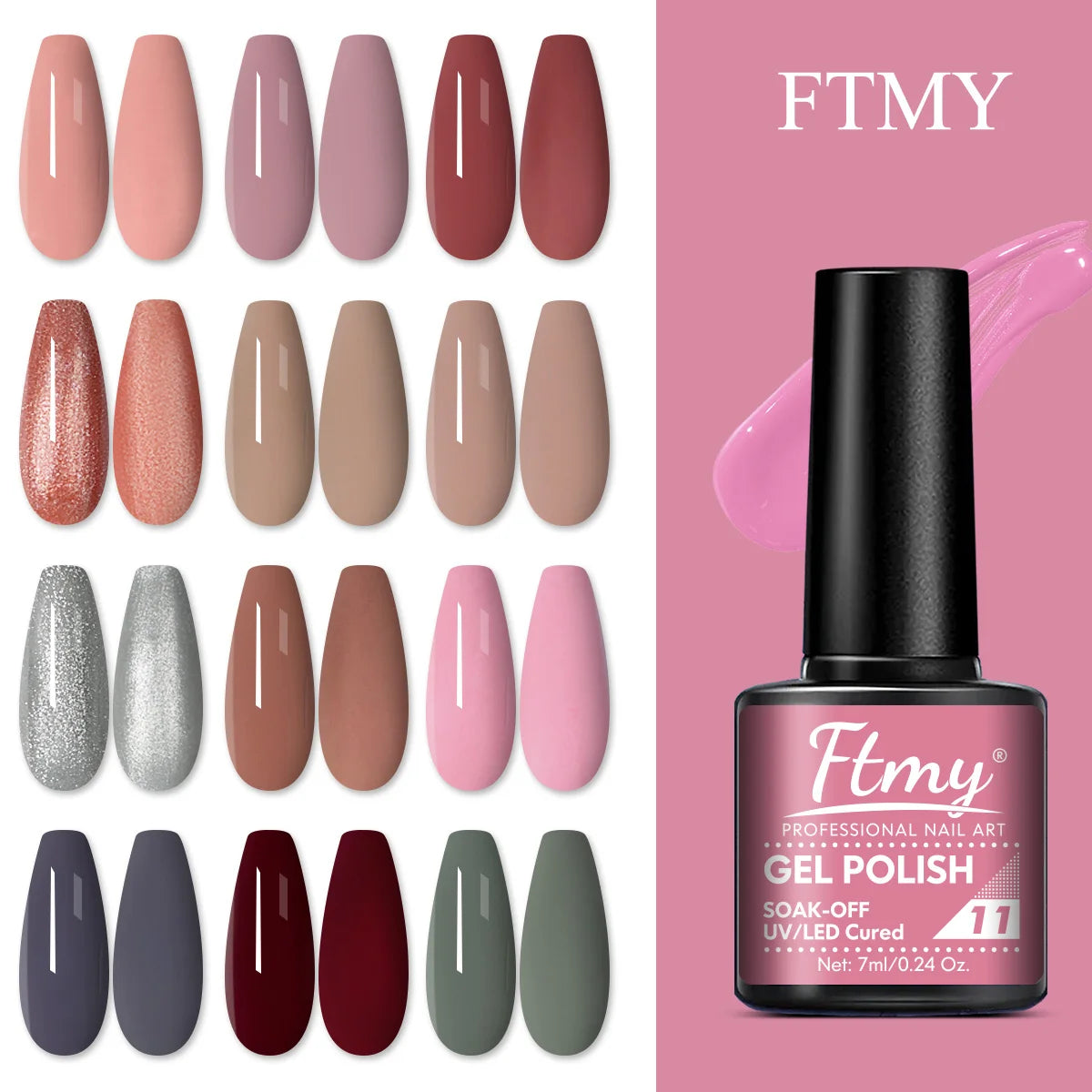 7pcs 7ml Gel Nail Polish Set Popular Color Gel Polish Soak Off UV LED Semi-Permanent Nail Gel Polish Manicure Varnish DIY Starte