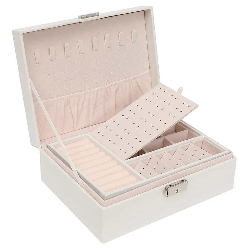 Double-Layer Velvet Jewelry Box High Capacity PU Leather Jewelry Storage Box Large Space Jewelry Holder Gift Box Organizer