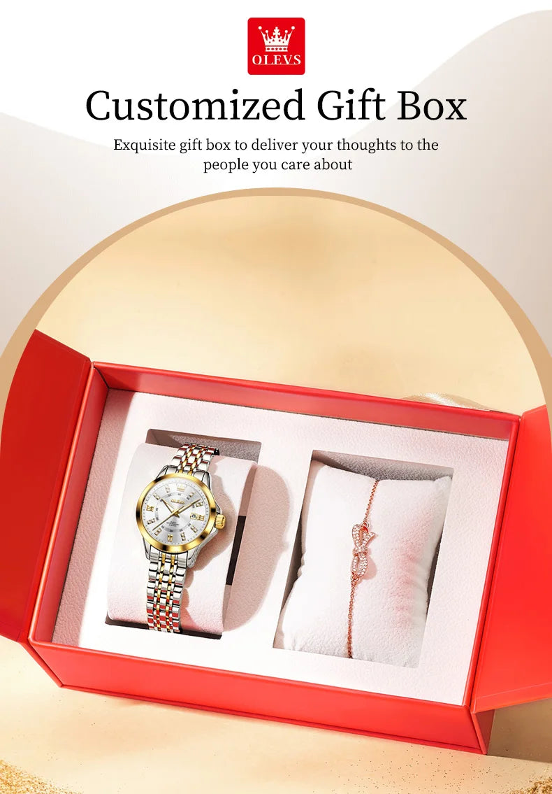 OLEVS 3620 Women Watch Luxury Brand Diamond Quartz Watch Fashion Automatic Calendar Waterproof Women Watch Bracelet Set Reloj