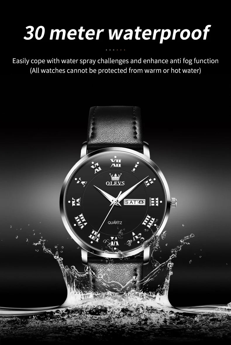 OLEVS 2920 Men Watch Fashion Business Roman Scale Waterproof Clock Luxury Brand Quartz Watch Leisure Calendar Week Men Watch