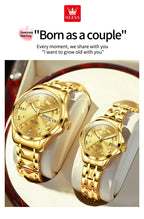 OLEVS Luxury Brand Couple Watch Classics Dual Calendar Wristwatch for Men and Women Waterproof Lover's Watch Set Gift Box