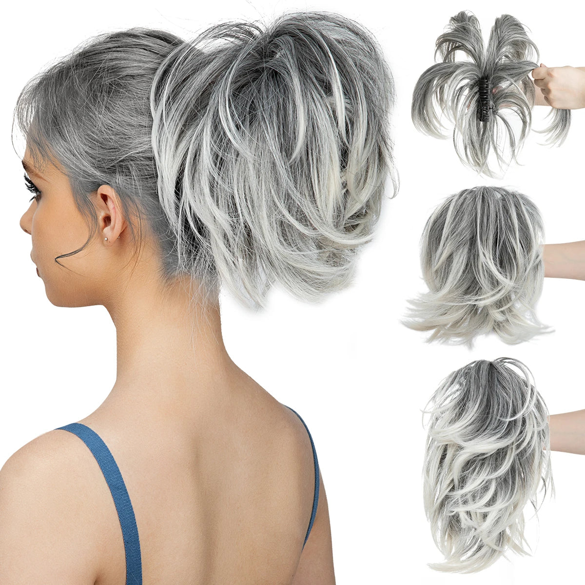 SARLA Synthetic Diy Claw Clip In Ponytail Extension Hairpiece Hair Bun Fake Blonde Hair False Pigtail for Women