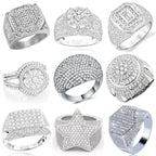 Ofertas Hip Hop Style Trendy Men Women Rings Copper Ring Iced Out Bling Pave Cubic Zirconia Geometry Ring Charms