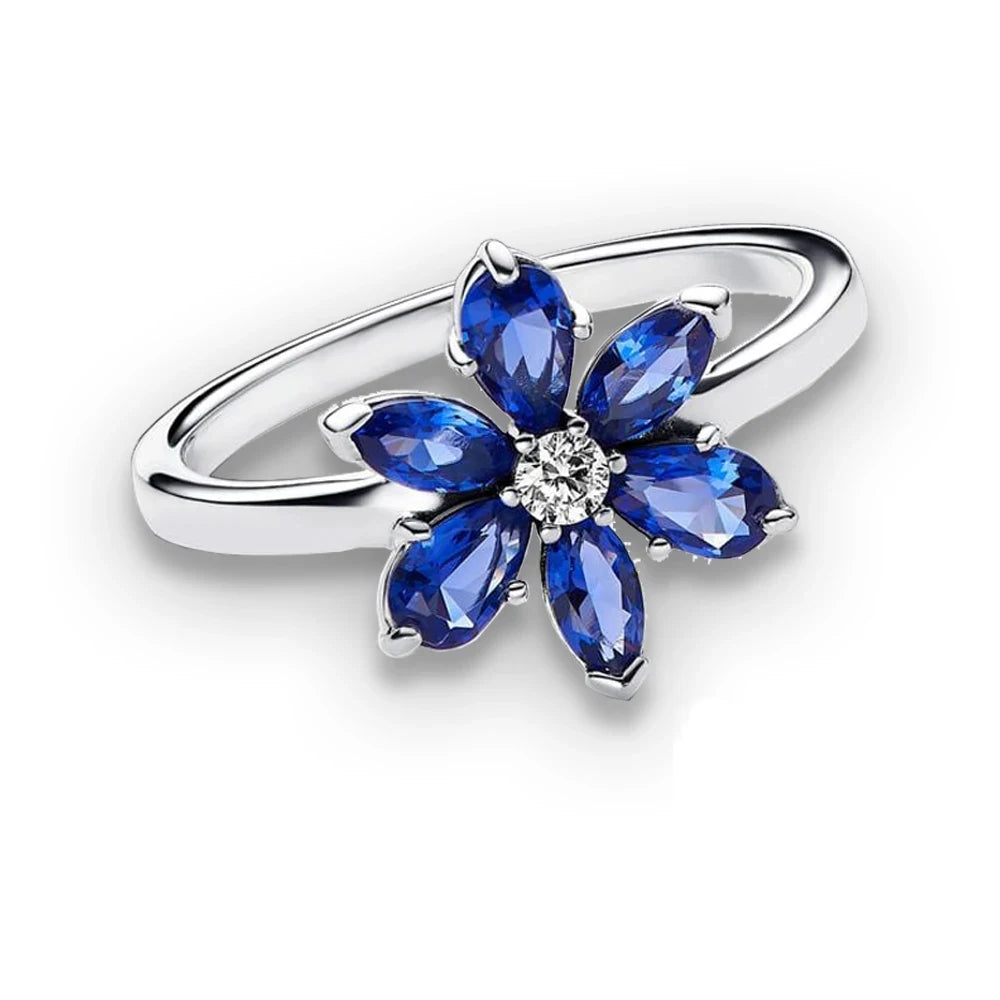 Hot Sale New 925 Sterling Silver Heart Flower Size 6789 Red Blue Pink Green Ring Women Rings Fine Jewelry Fashion Mother Day