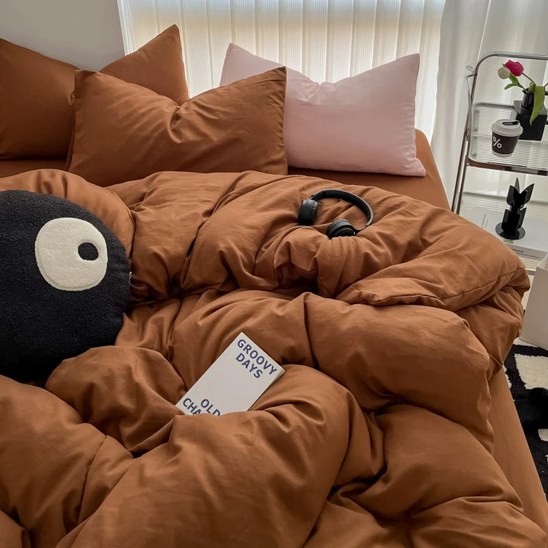 Cozy Bedding Set 3Pcs,1 Duvet Cover with Zipper Closure,2 Pillowcases,Solid Color,Super Soft, Machine Washable, Colorfast
