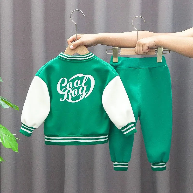 Kids Boys Coat+T-Shirt+Pant 3pcs Set Baseball Girls Spring Autumn Letter Print Sweatshirts Fashion Sports Casual Outfits Clothes