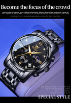 OLEVS 2858 Men's Watches Stainless Steel Waterproof Anti-Scratch Moon Phase Luminous Chronograph Luxury Quartz Men's Wristwatch
