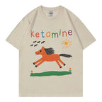 Funny Ketamine Horse Meme T-shirt Men Women Clothing Harajuku Y2k Short Sleeve T Shirts Summer Fashion Casual Cotton T-shirts