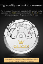 OLEVS 6607+6602 Original Men Women Watch Luxury Brand Tourbillon Mechanical Watch High end Romantic Lover Date Gift Couple Watch