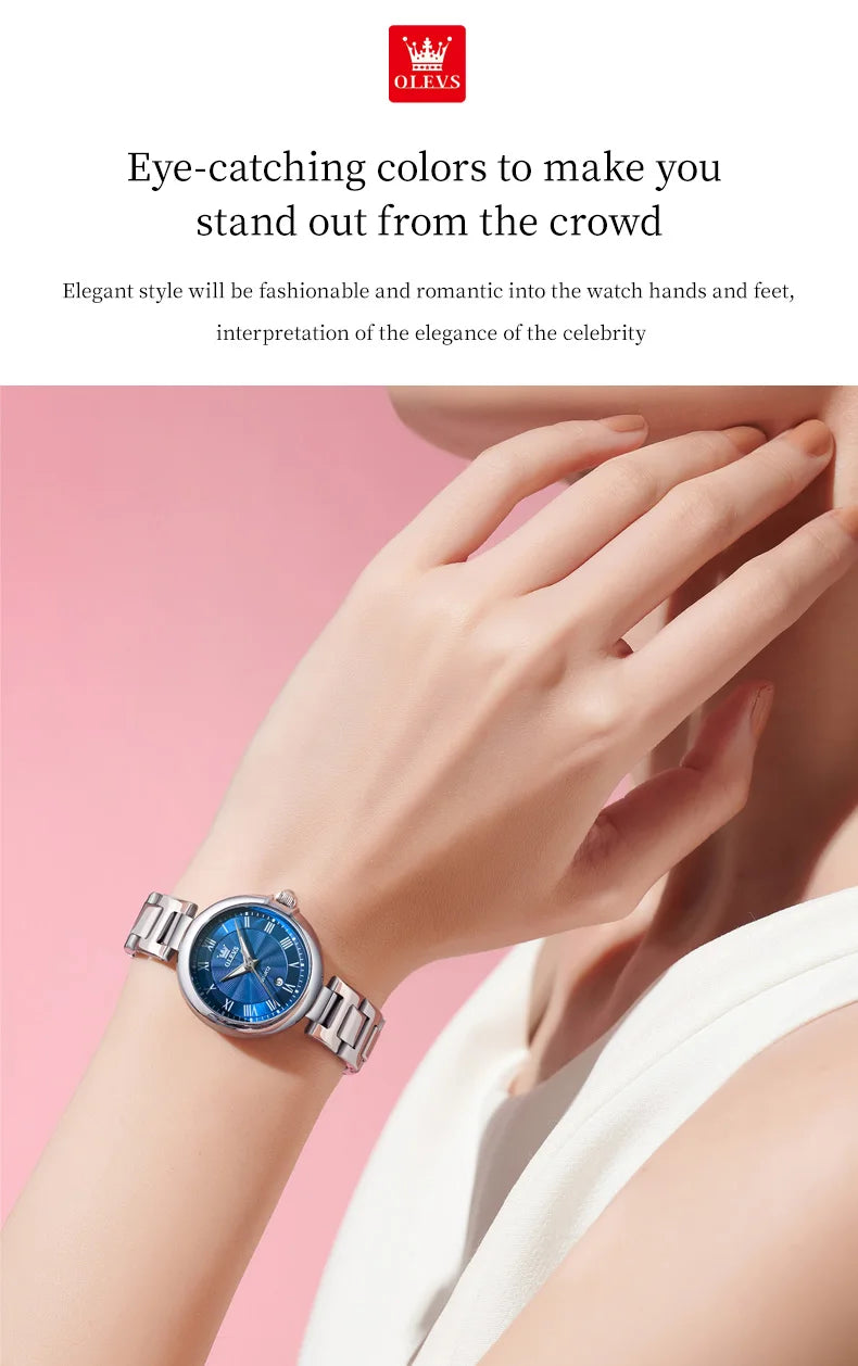 OLEVS 5608 Women Fashion Watch Stainless Steel Calendar Night Light Watch Original Brand Elegant Women Quartz Watch Reloj Mujer
