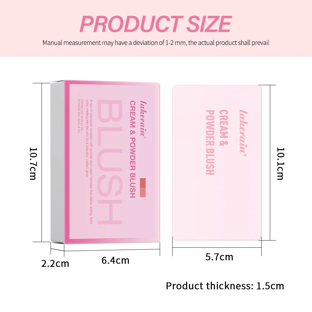 Creme & Powder Blush Duo Long Wearing Matte & Dewy Finish High Pigment Pink Candy Peach Blush Palette Vibrant Orange Red Blush