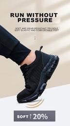 Safety Shoes Men Steel Toe Boots Anti-smash Anti-puncture Safety Work Shoes Men Lightweight Breathable Protective Shoes Black