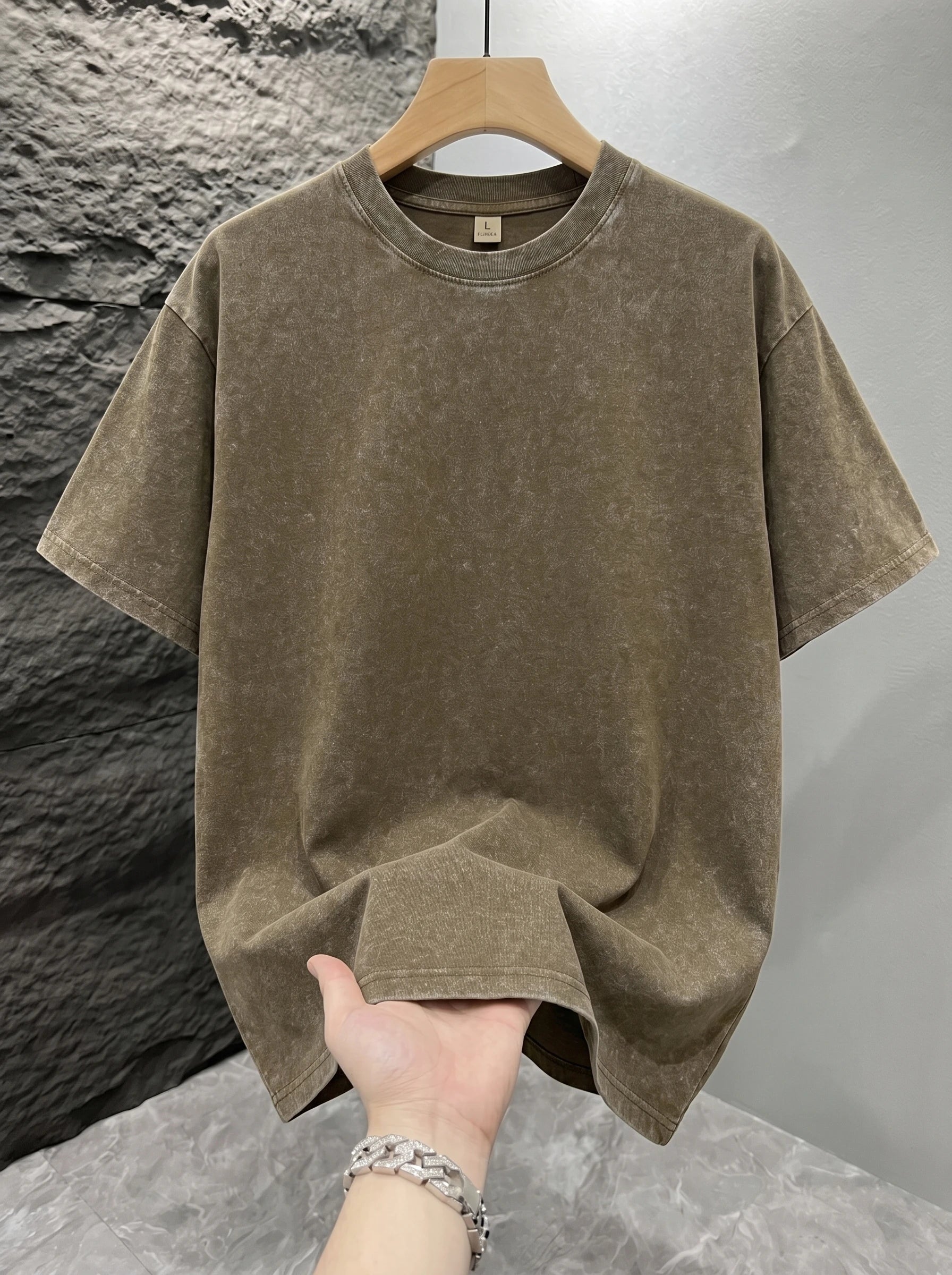 Men Vintage Acid Washed T-shirt Solid Color Mineral Wash Blank Graphic Tee Oversized Loose Short Sleeve Unisex Hip Hop Streetwear Tops