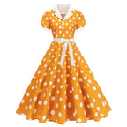 Polka Dot 50s 60s Vintage Dress Women Elegant Belted Robe Women Retro Rockabilly Prom Wedding Party Princess Dress