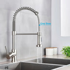 Spring Brushed Nickel Kitchen Faucet Deck Mounted Mixer Tap 360 Degree Rotation Stream Sprayer Nozzle Kitchen Sink Hot Cold Taps