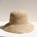 2026 new Raffia Straw Bucket Hat Women Summer Bikini Beach Hat Female Korean Travel Sun Protection Breathable Fisherman Hat