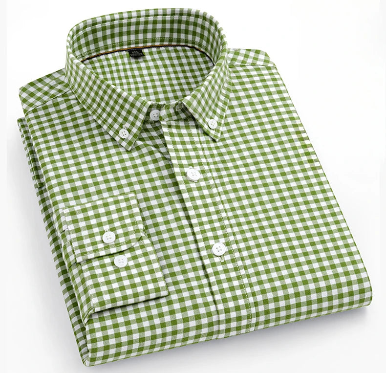 High Quality 100% Cotton Fashion Korena Popular Plaid Shirts for Men Slim Fit Formal Casual Shirt Trends Elegant Office Clothes