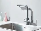 Chrome Purified Water Kitchen Faucet Pure Water Filter Deck Mounted Faucet Crane Dual Handles Hot Cold Water Mixer Taps