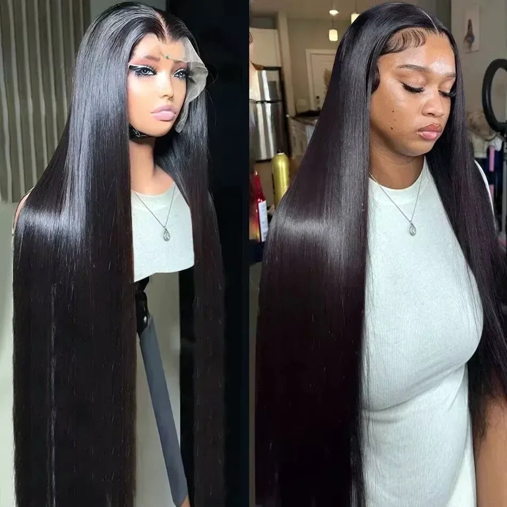 Straight Human Hair 13x6 13X4 Transparent HD Lace Front Wig 7x6 HD Lace Pre Plucked Wig 200 Density 40 42 Inches Natural Color Brazilian Hair Wig For Women Beginner Friendly