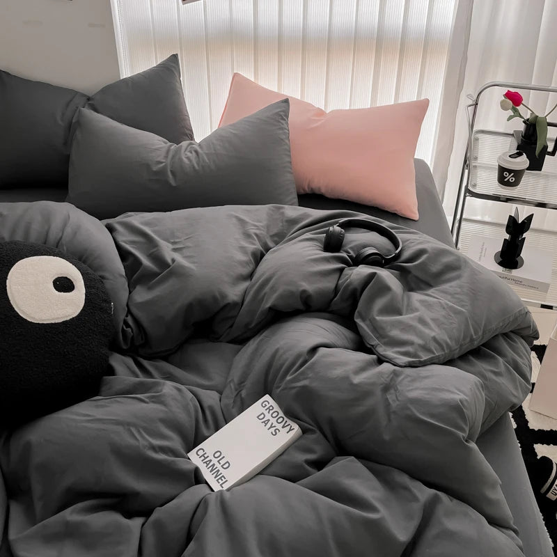 Cozy Bedding Set 3Pcs,1 Duvet Cover with Zipper Closure,2 Pillowcases,Solid Color,Super Soft, Machine Washable, Colorfast