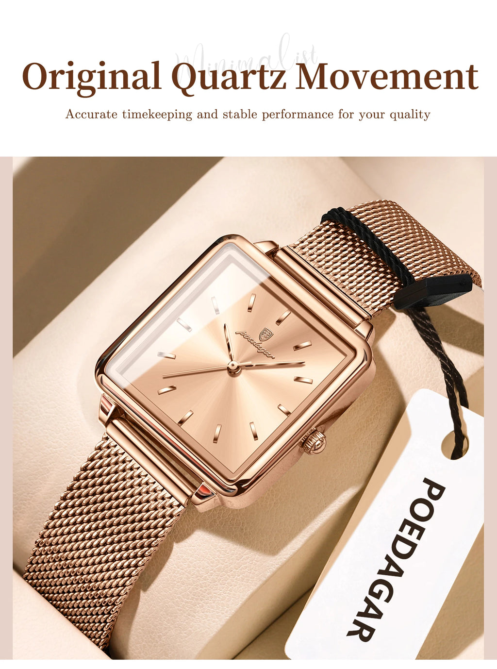 POEDAGAR Square Fashion Ladies Watch Waterproof Stainless Steel Mesh Watch For Woman Elegant Women's Quartz Watches Female Reloj