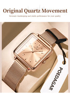 POEDAGAR Square Fashion Ladies Watch Waterproof Stainless Steel Mesh Watch For Woman Elegant Women's Quartz Watches Female Reloj
