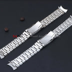 Curved End Watchband Men Women Metal Bracelets 20mm 22mm Stainless Steel Sport Strap Universal Replacement Wristband Accessories