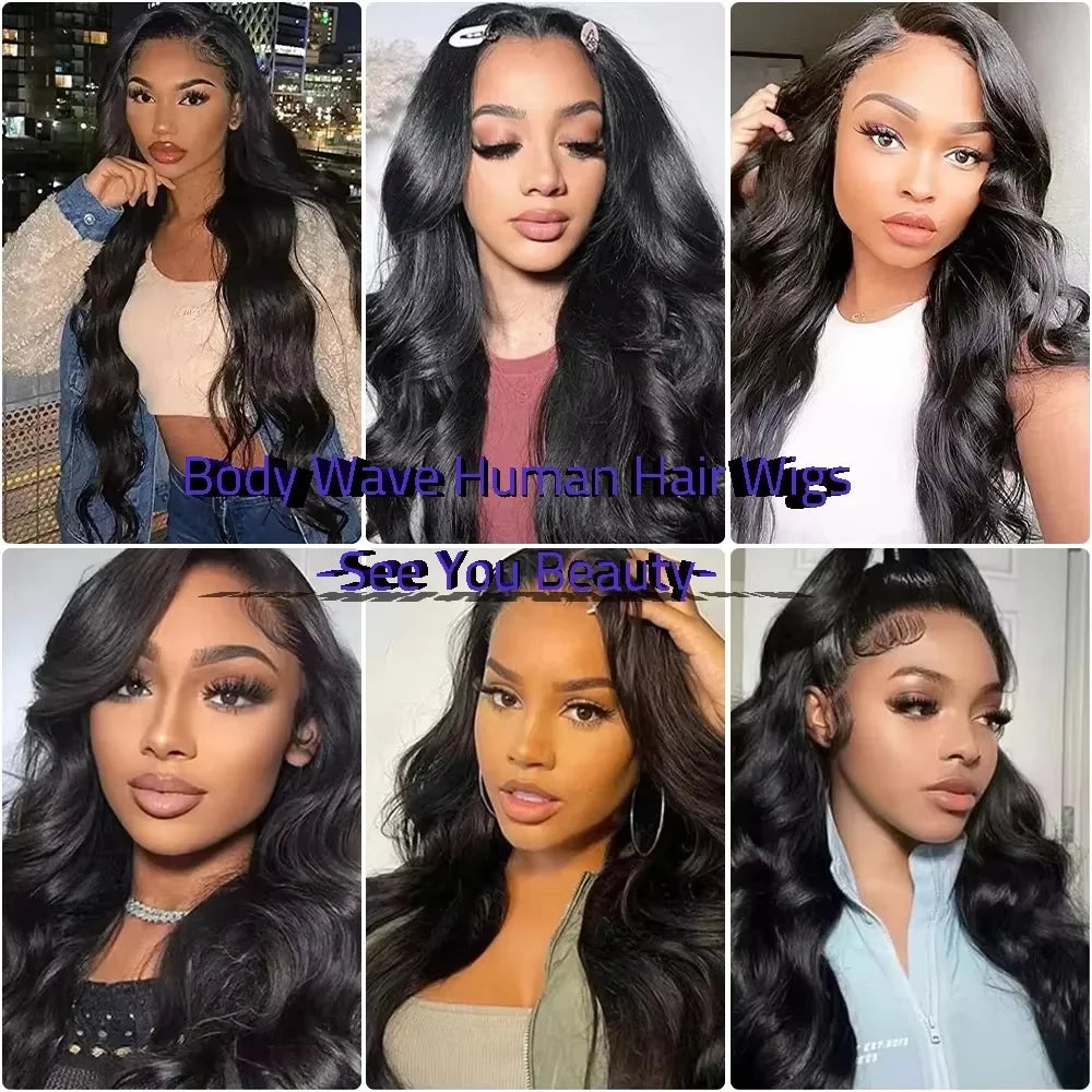 Natural Color Long Body Wave Human Hair Wig 13x6 13x4 360 7x6 HD Lace Frontal Closure 40 46 Inch Human Hair No Shed No Tangle for Women Daily Wear