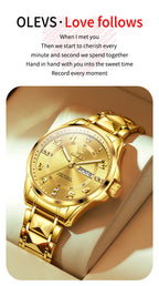 OLEVS Luxury Brand Couple Watch Classics Dual Calendar Wristwatch for Men and Women Waterproof Lover's Watch Set Gift Box