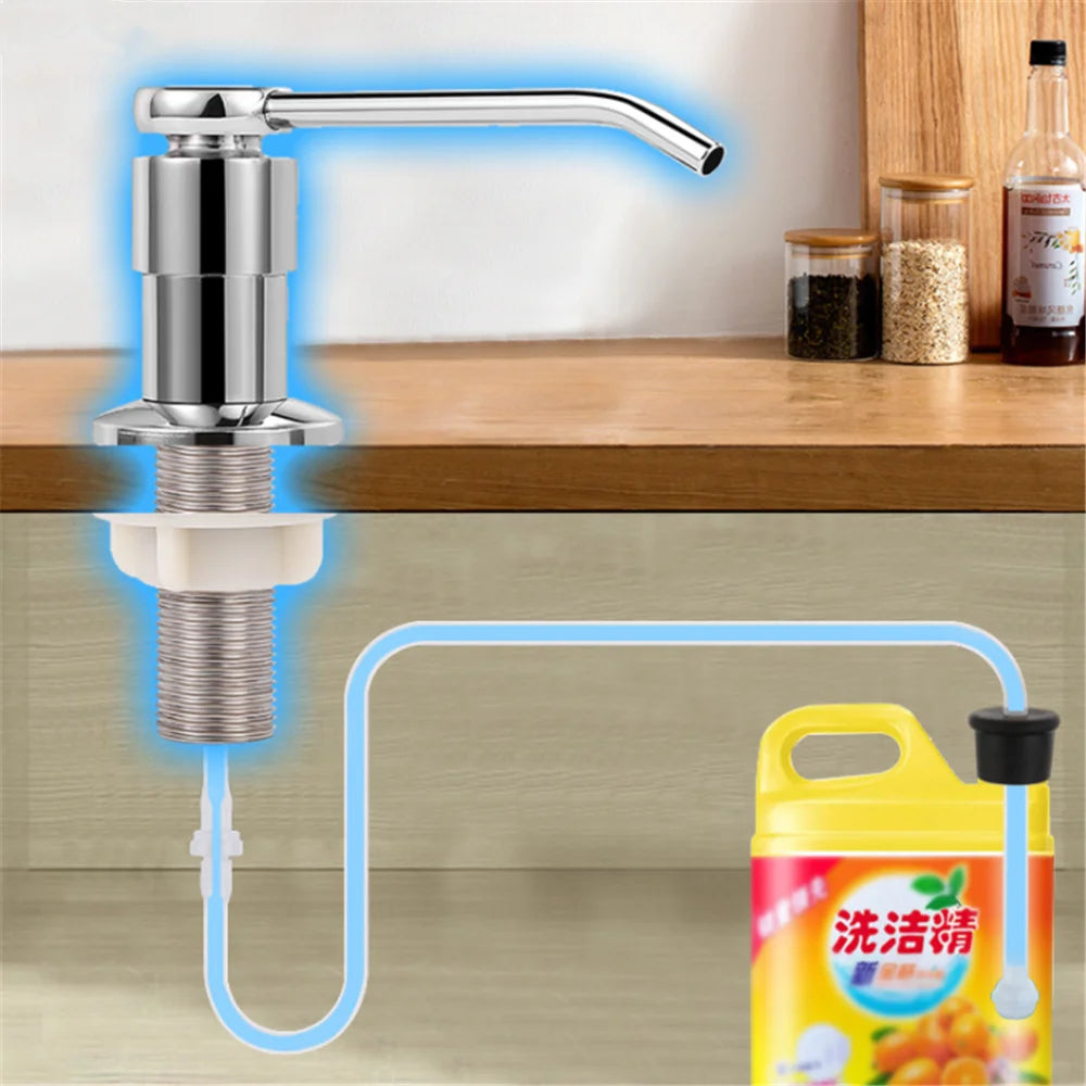 Soap Dispenser for Kitchen Sink Golden Brushed Black Stainless Steel Countertop Dish Sink Detergent Dispenser Pump Bathroom
