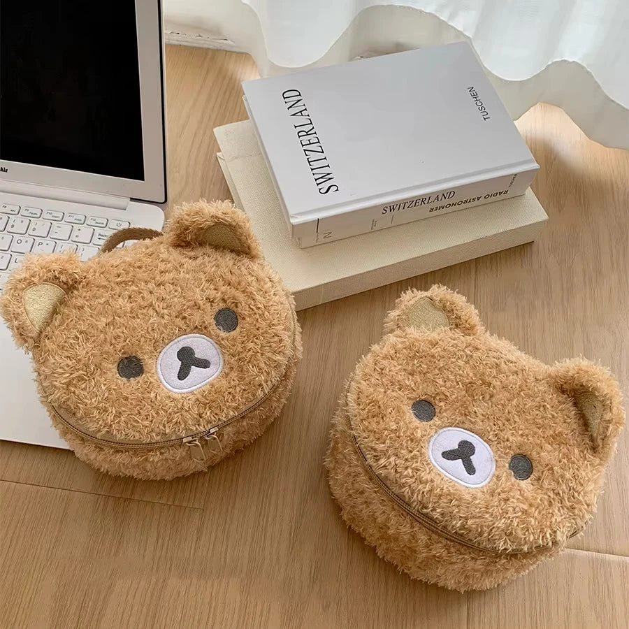 1PCS Cute Plushes Makeup Case Anime Relaxed Bear Cosmetic Bag Women Jewelry Storage Pouch Girl Organizer Handbags Gifts