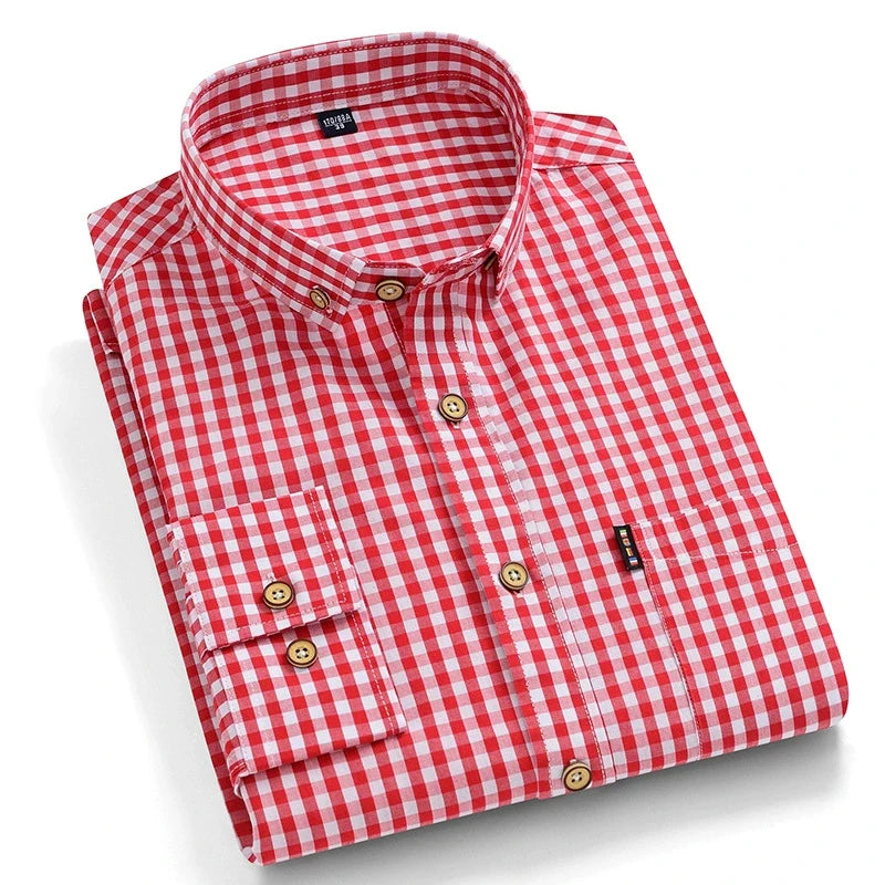 New In Shirt 100%Cotton Fashion Long Sleeve Shirts for Man Slim Fit Formal Plian Shirt Soft Casual Office Designer Plaid Clothes