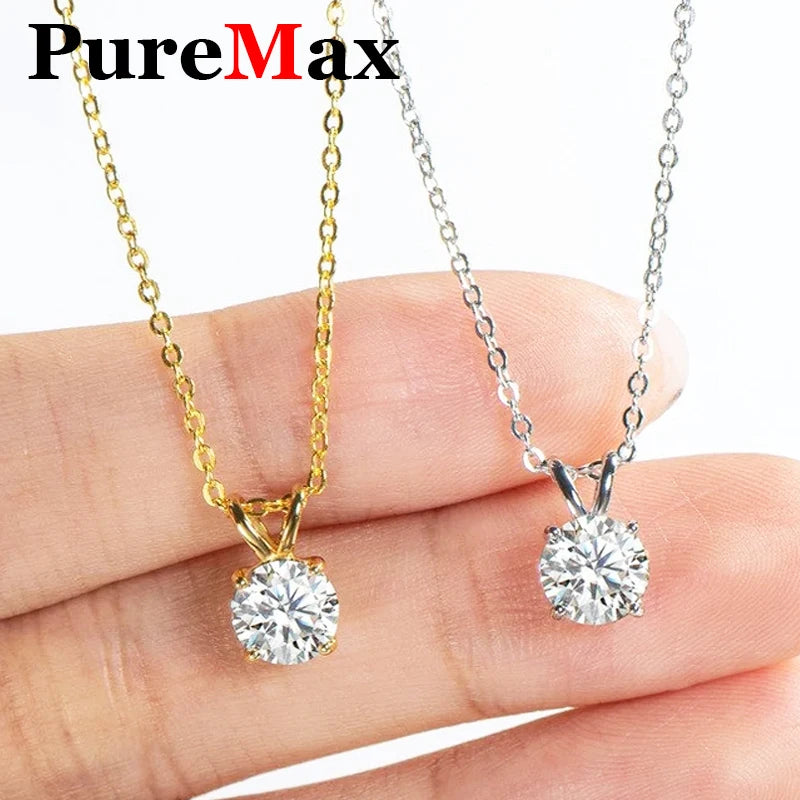 PureMax 1ct 2ct 3ct D Color VVS1 Moissanite Diamond Top Quality 18K Gold Plated Pendant Necklace Fine Jewelry Gifts Wholesale