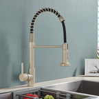 Kitchen Faucet Sink Faucet One Handle Spring Hot and Cold Water Tap Deck Mounted  Stream Sprayer Stainless Steel