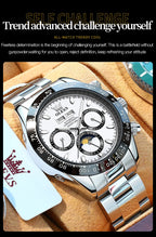 OLEVS 6654 Luxury Brand Original Automatic Man Watch Stainless Steel Waterproof Moon Phase Dual Calendar Mechanical Wristwatches