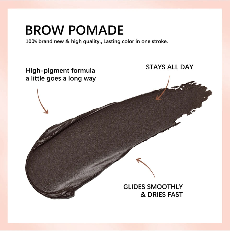 Lakerain Brow Pomade with Dual-Ended Brush Long-Lasting Waterproof Sweatproof Natural Smooth Eyebrow Brow Pencil Makeup