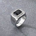 KALEN Trendy Stainless Steel Larger Men's Finger Ring Square Cut  Zircon Stone Cocktail Rings Hip Hop Business Fashion Jewelry