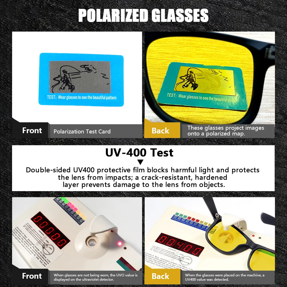 CRIXALIS Polarized Sunglasses For Men Night Vision Driving Square Trendy And Fashion Fishing Sun Glasses Women Male UV400