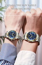 BINBOND 2pcs Couple Watches Fashion Top Brand Men Ladies for Quartz Watch Lover Waterproof Stainless Steel Watch Valentine Gift