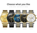OLEVS luxury brand men's watches Chronograph waterproof date Gold luminous quartz watch for man Original wristwatch with the box