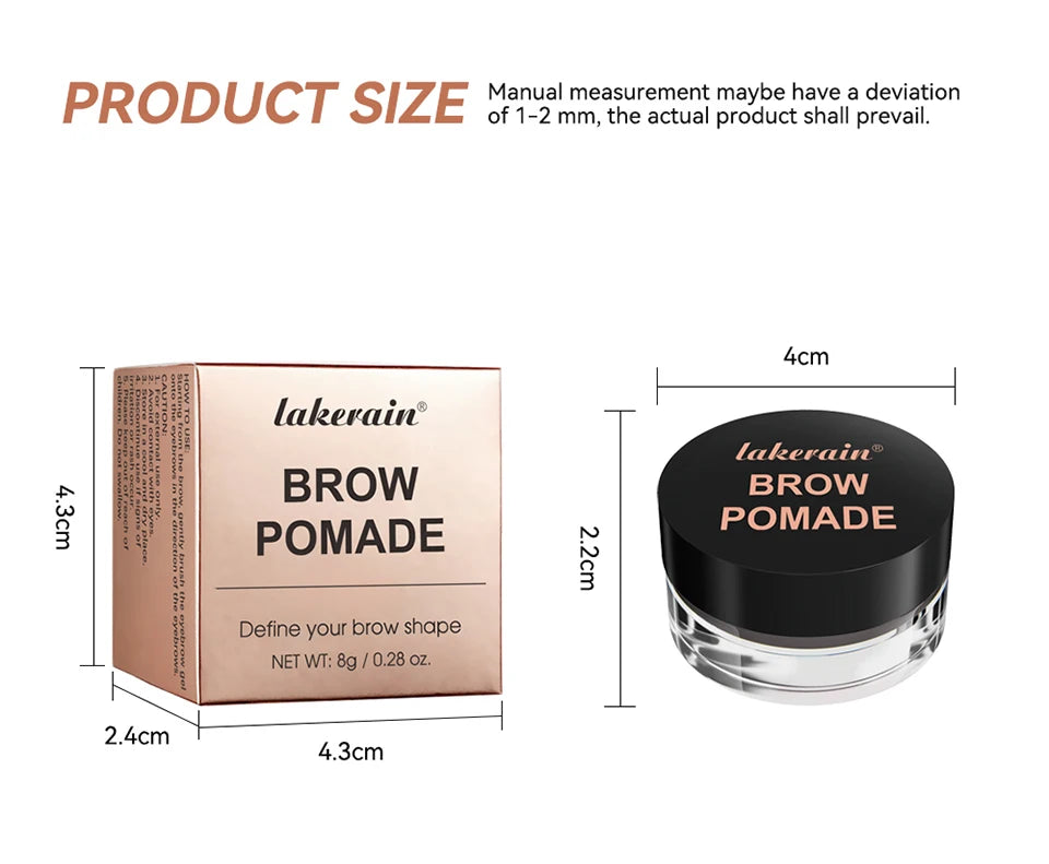 Lakerain Brow Pomade with Dual-Ended Brush Long-Lasting Waterproof Sweatproof Natural Smooth Eyebrow Brow Pencil Makeup